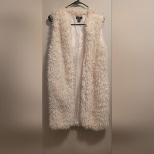 Women's Cream Faux Fur Vest